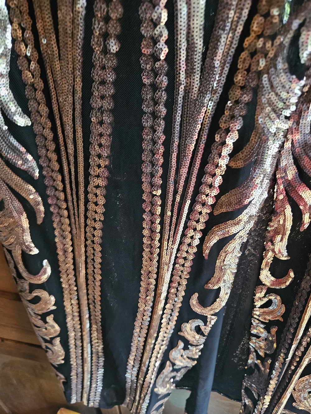 VENUS Black Long Sleeve Sequin Embellished DUSTER - Picture 5 of 8